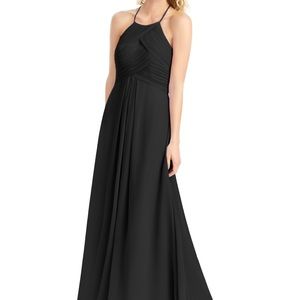 Azazie Black chiffon halter dress